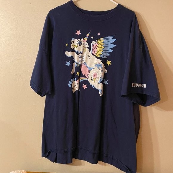 Killer Bob Graphics, Men's Blue SS T-shirt, 100% Cotton, 3XL - Unicorn bear - Picture 1 of 4